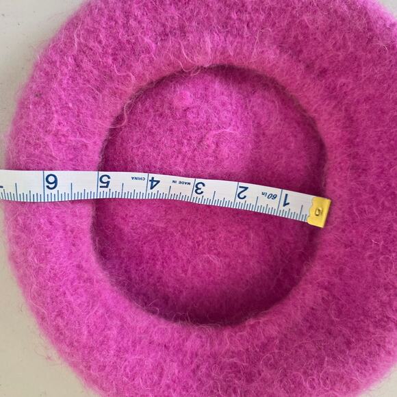 Wool Blend Pink Fuzzy Beret Hat Girl Youth Small Winter Accessory - Picture 6 of 9